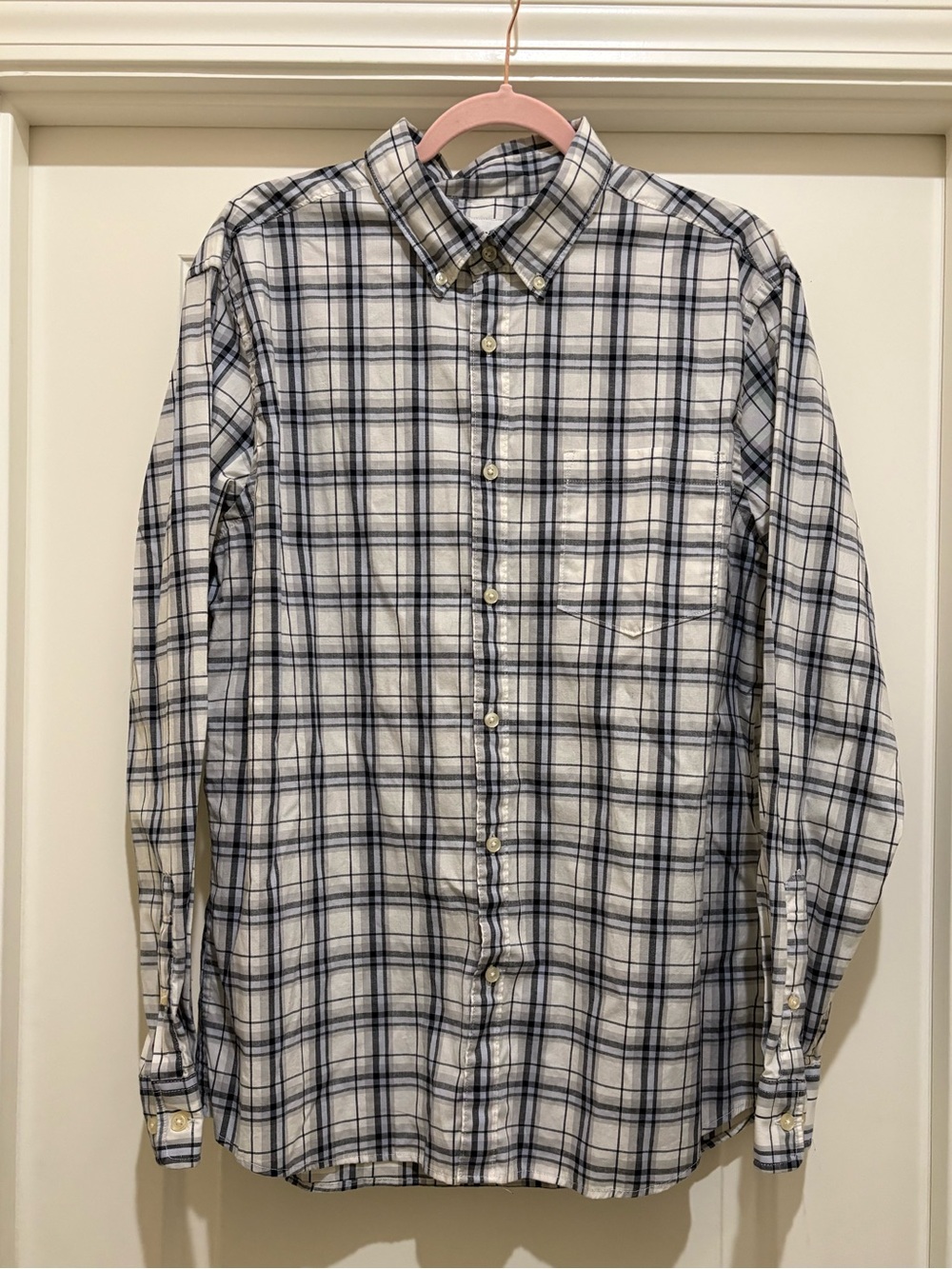 Sonoma Goods for Life Men’s Performance Shirt White w/ Grey Plaid